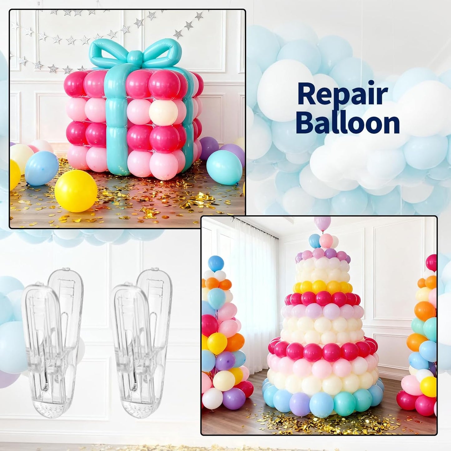 20pcs Balloon Arch Clips, 6x3cm/2.36x1.18 Inch Plastic Spring Garland Clamps Transparent Heavy Duty Clips for Balloon Arch Photography Crafts Wedding Engagement Backdrop Decoration