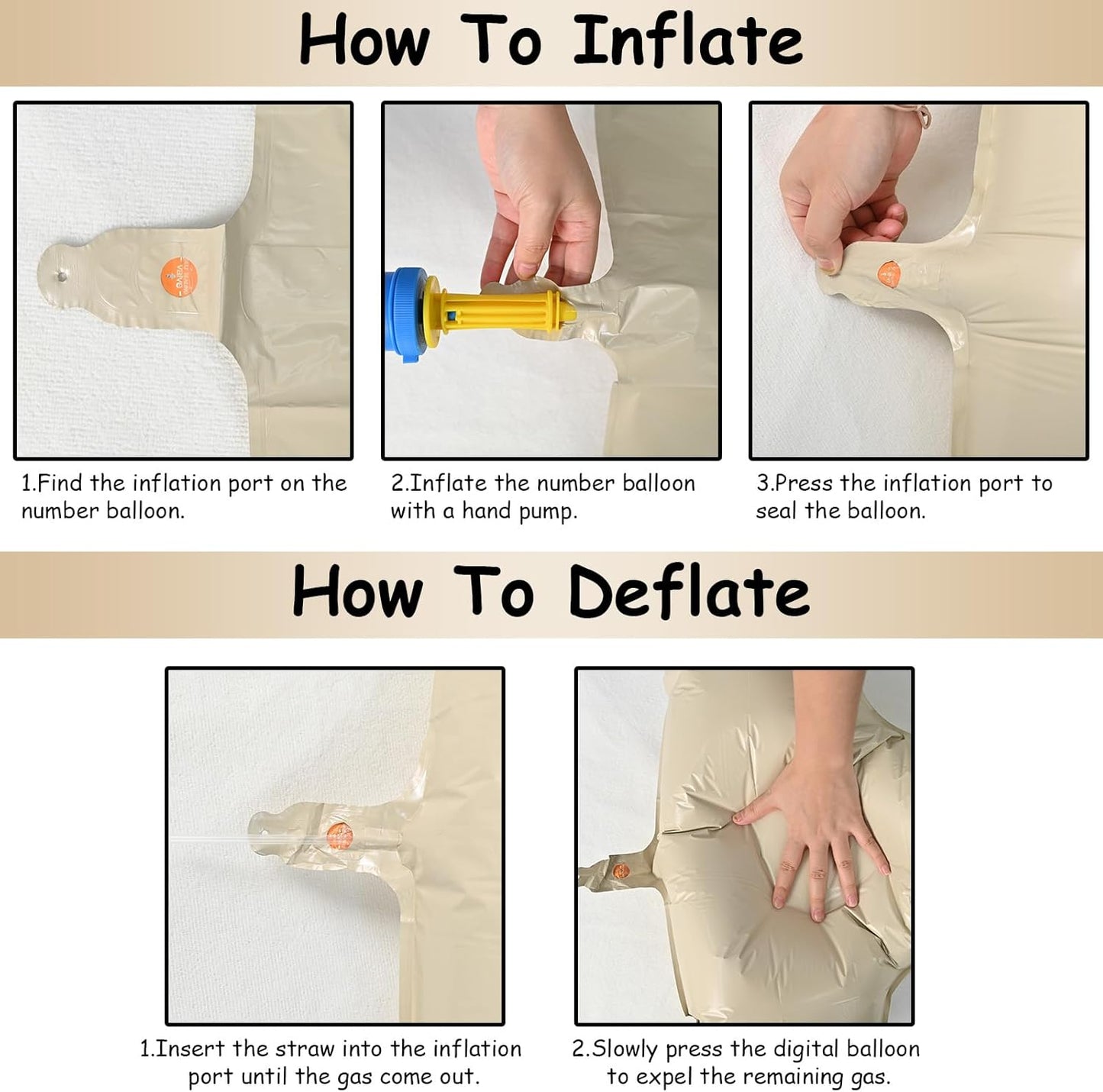 Cream Number Balloons 6, 40inch Large Beige Digital 6 Foil Helium Balloon for Girls Boys, Beige White Self Inflating Number Balloons 0-9 for Men Women Birthday Party Anniversary Decorations