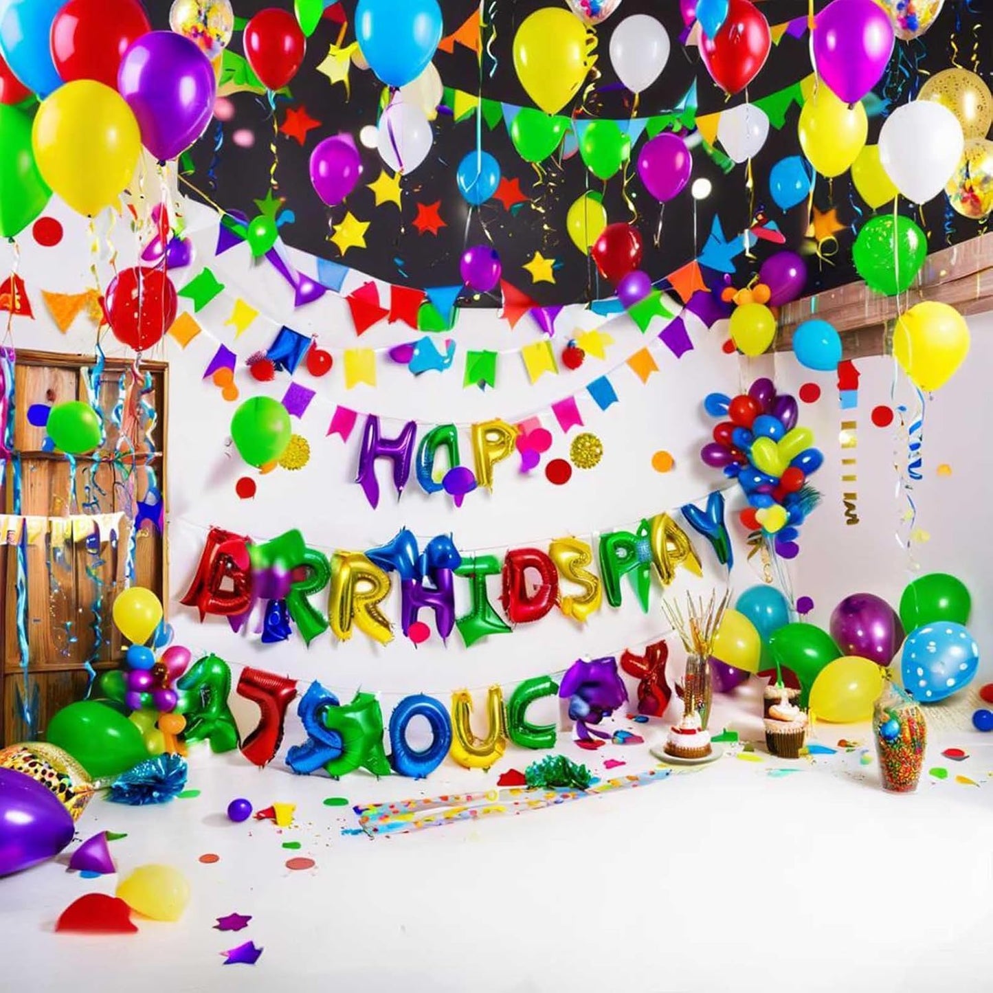 100g (3.53OZ) Rainbow Foil Confetti - Assorted Round, Heart & Star Shaped Table Confetti for Festive Celebrations