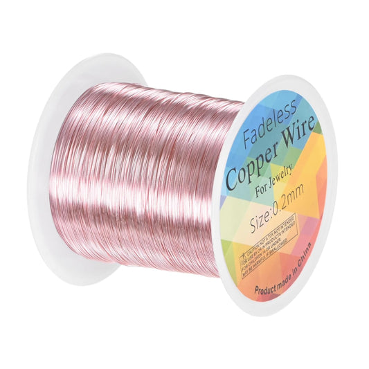 0.2mm Jewelry Wire, 32 Gauge 328FT Craft Wire Copper Beading Wire for Jewelry Making/Planting/Weaving/DIY Crafting, Soft Metal Wires [100M, Rose Golden]