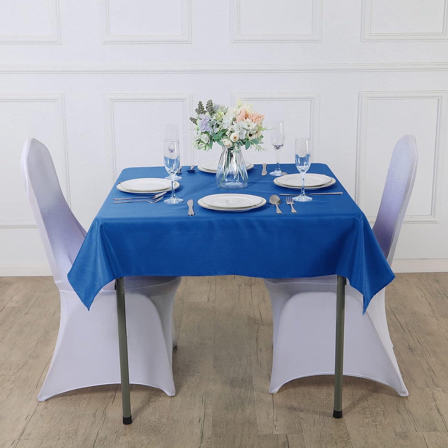 Cupuamon Square Tablecloth 90x90 inch Washable Polyester Fabric Table Cloth for Wedding Party Dining Banquet Decoration（90x90,Mediterranean Blue）