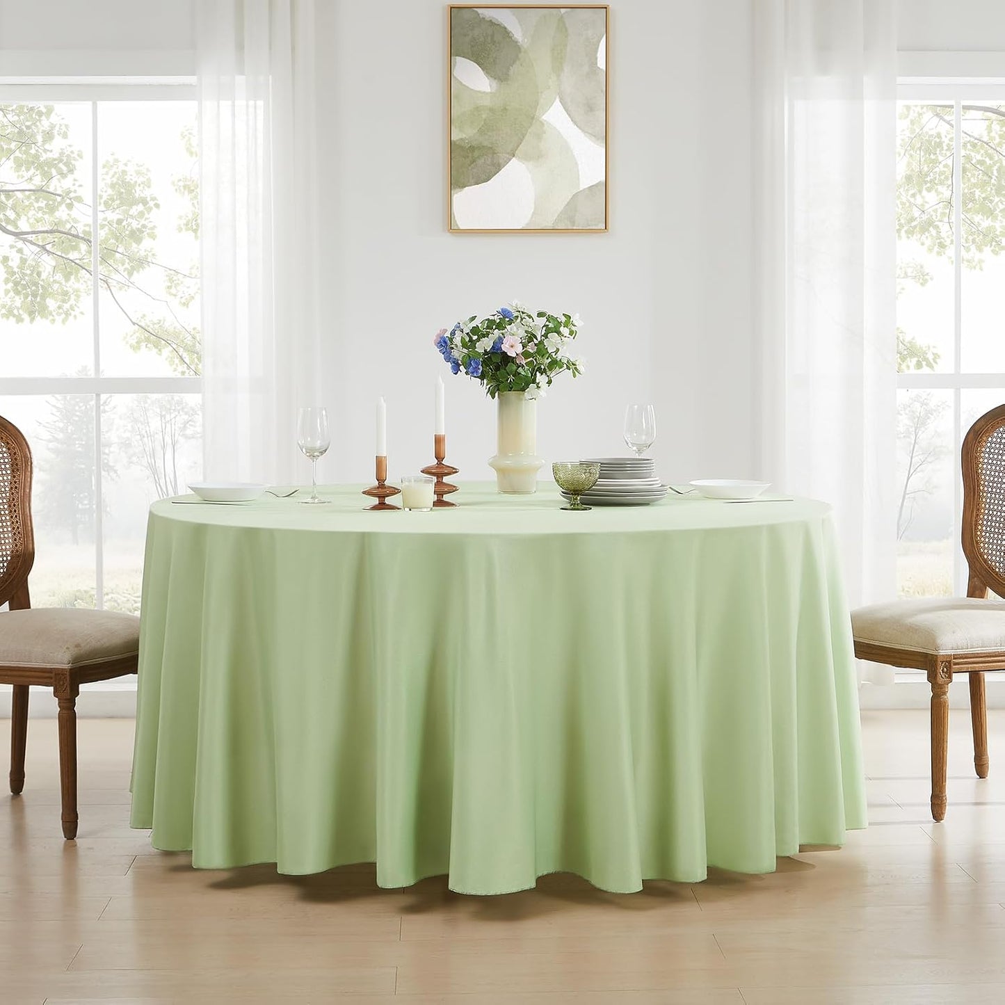 Round Tablecloth 6 Pack 90 Inch Sage Green Tablecloths Washable Decorative Linen Polyester Table Clothes Cover for Dining Table Banquets Buffet Parties and Wedding