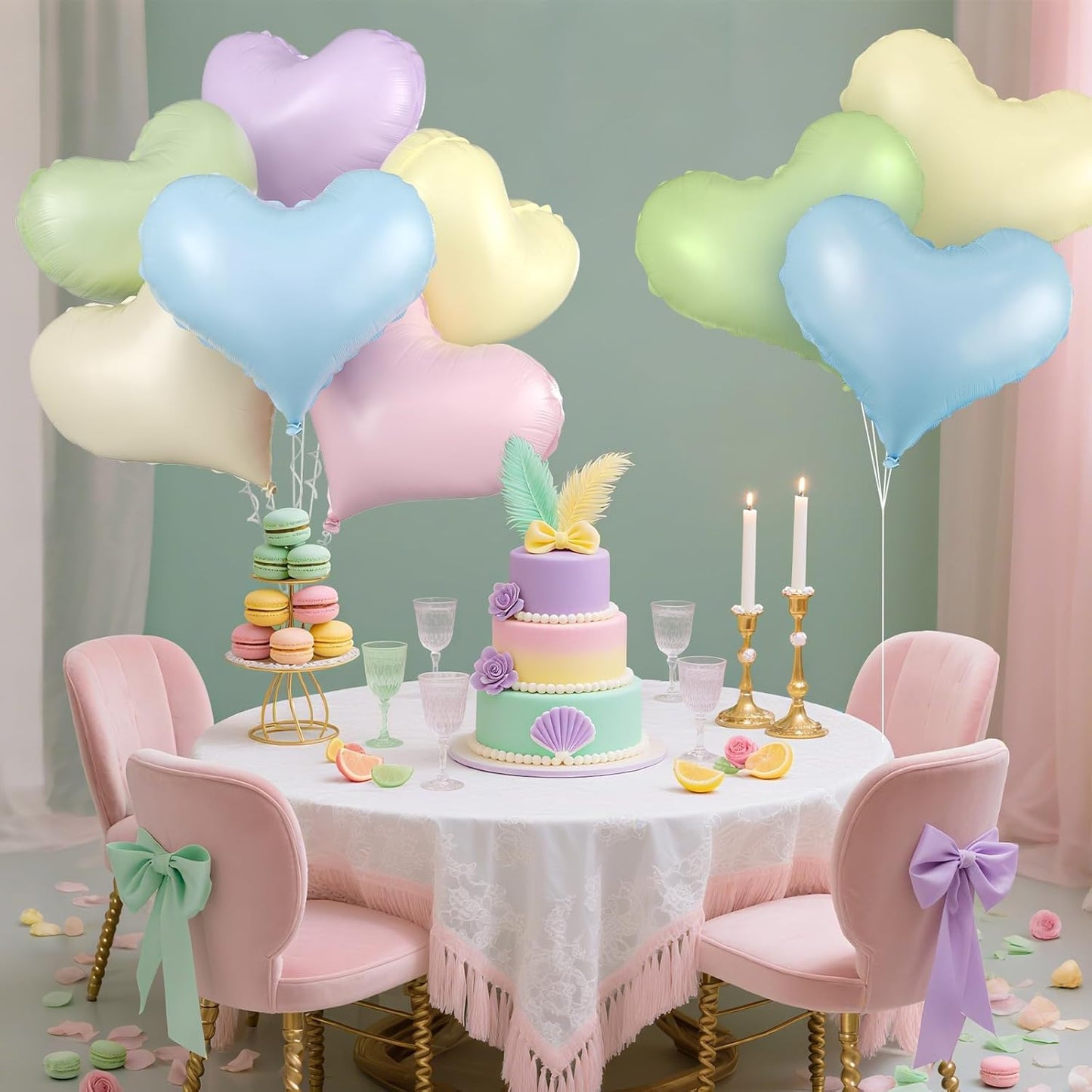 Colorful Heart Balloons,24Inch Large Rainbow Heart foil Balloon for Valentine's Day Birthday Wedding Baby Shower Anniversary Party Decorations