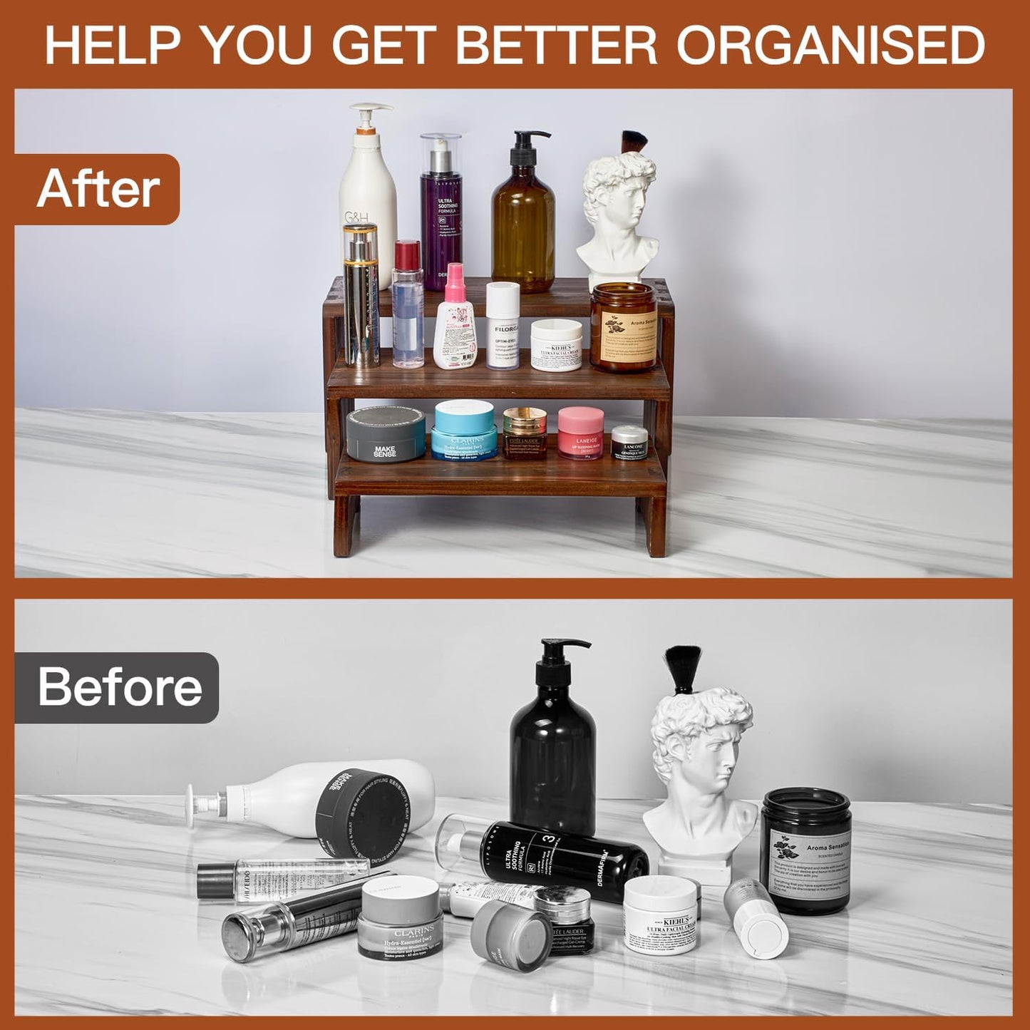 Set of 3 Wooden Rustic Cupcake Stand for 24 Cupcakes, Stepped Wood Display Stand for Weddings, Tiered Party Buffet Table Display Nesting Riser for Food , Dessert, Cookie, Craft Show, Brown