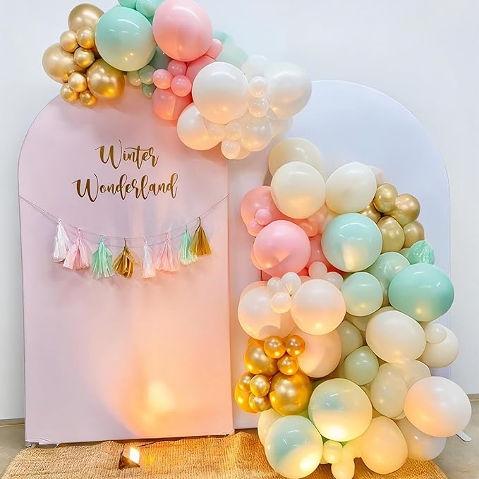 Pink and Green Balloons Pastel Pink Green Gold Latex Balloons Clear Snowflake Balloon for Pink Candyland Christmas Decor Nutcracker Xmas Baby in Bloom Fairy Floral Baby Shower Birthday Party