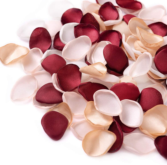 Ling's moment Rose Petals, Silk Flower Petals for Wedding/Aisle/Flower Girl Baskets/Table Centerpiece Décor,etc.Burgundy Gold White 200pcs