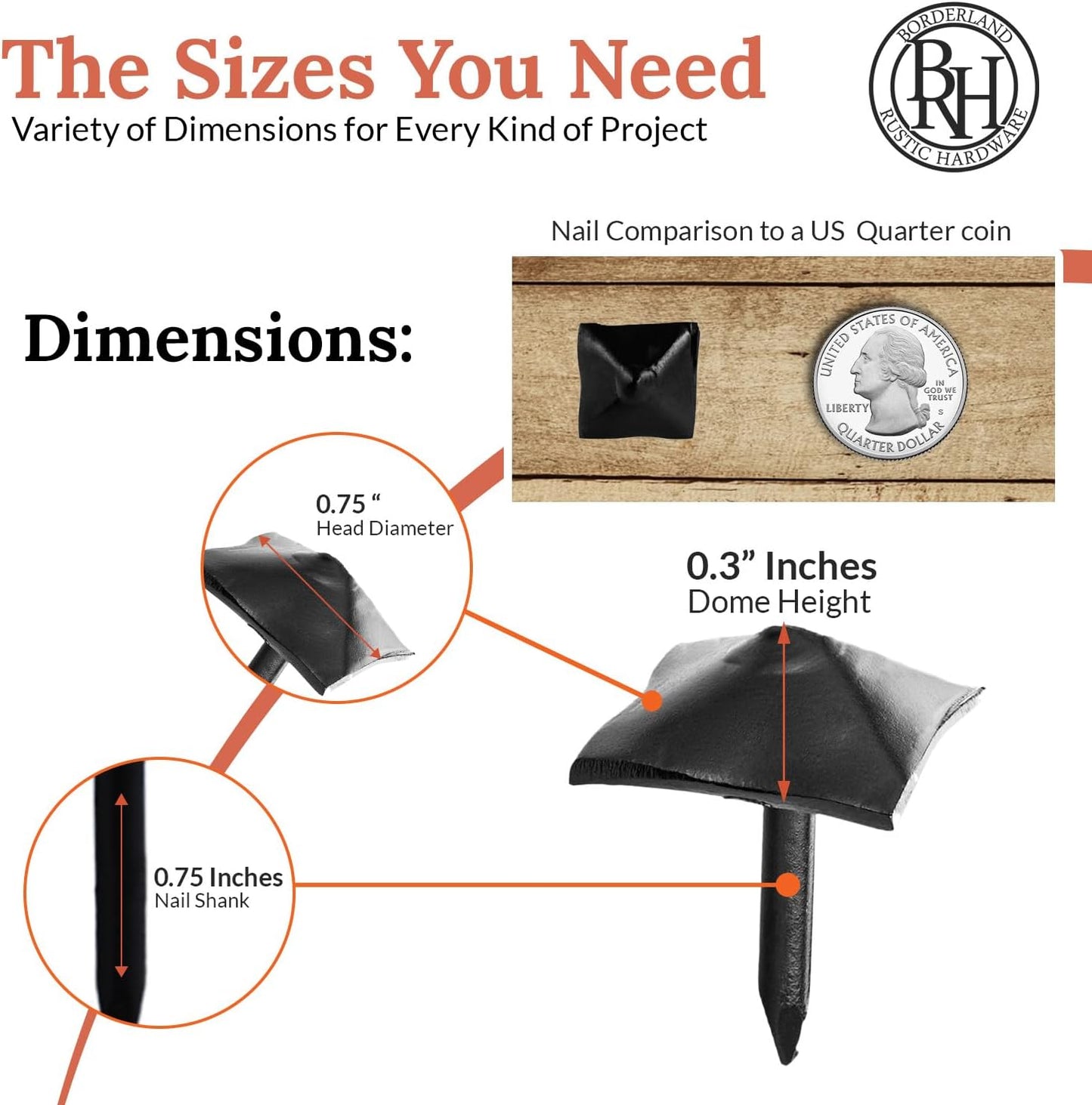 100 Pack 0.75" Square Head Iron Clavos Decorative Nails – Black – Handmade Rustic Square Fasteners for Farmhouse Shutters, Faux Wood Beams, Barn Doors, Shutters, and Gates – Ornamental Wood Accent