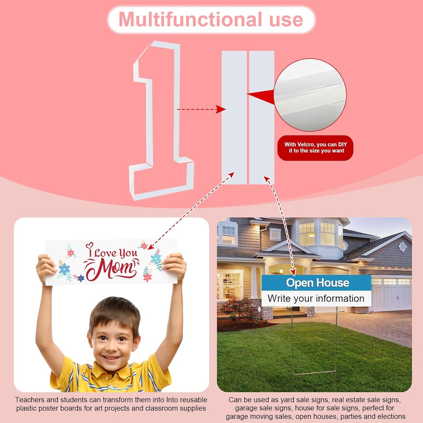 4FT Plastic Marquee Numbers 3 - Light up Numbers Are Made from Corrugated Plastic Board - Quick Assembly Without Tools, Disassembled Components Can Be Used for Photo Wall Decoration, Yard Sale Signs