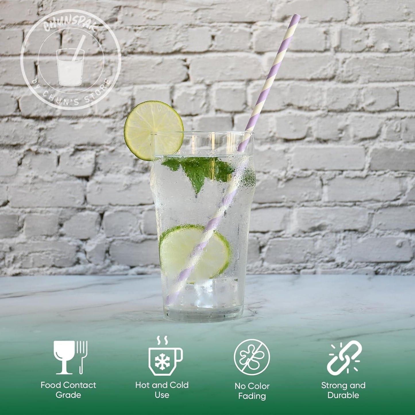 Compostable Paper Drinking Straws 10 Inch Long, for 20oz to 32oz Tumblers - Purple, Pack of 100