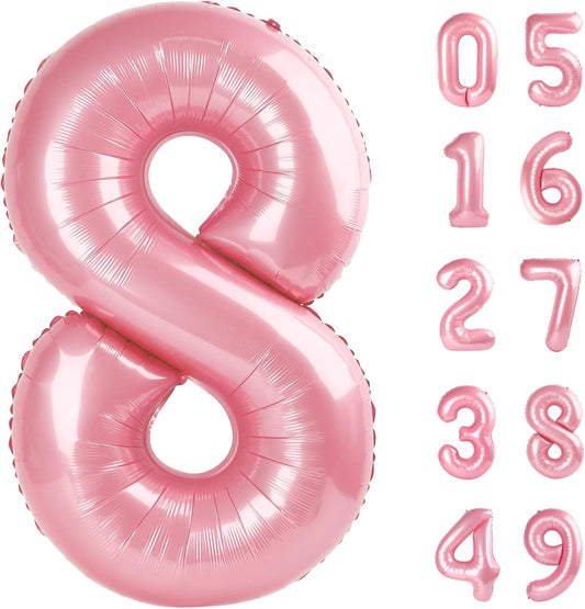 Pearlescent Pink Foil Number 8 Balloon 40 Inch, Helium Mylar Eight Number 8 18 28 38 48 58 80 88 Birthday Balloons, 8th Pearl Pink Women Men Wedding Anniversary, Graduations Party Supplies