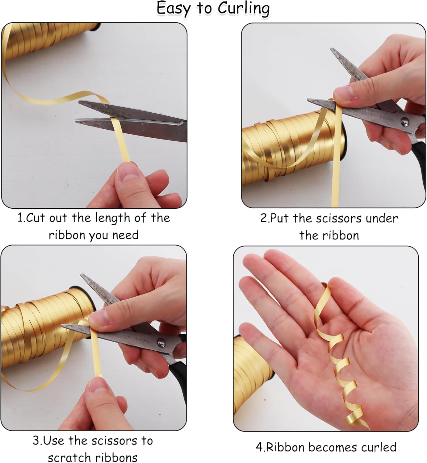 BEISHIDA Gold and Silver Curling Ribbons Balloon String Ribbons - 2 Pack 100 Yards for Gift Warppping Birthday Christmas Party Decorations