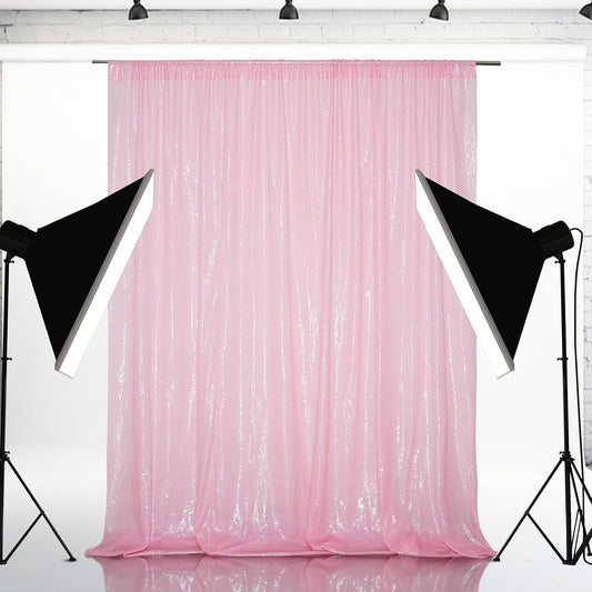 Eternal Beauty Pink Sequin Backdrop, 10x10 Ft Glitter Background Curtains for Shimmer Photography Party Wedding Birthday Back Drop Decor