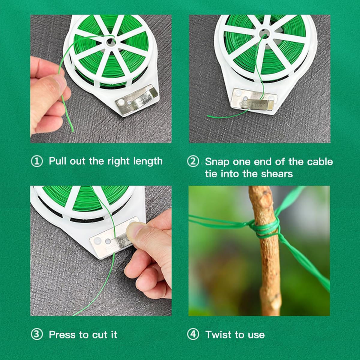 656ft (200m) Twist Ties, Garden Plant Ties with Cutter, Reusable Multifunctional Plant Ties, Fixing Vines Plant Support for Gardening Home Office(Green)