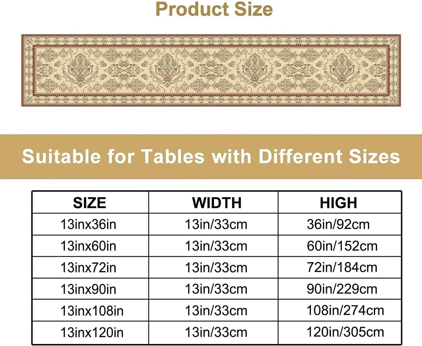 Vintage Farmhouse Flower Table Runner Boho Elegant Home Kitchen Table Dining Coffee Room Garden Party Wedding Decor 13x90in