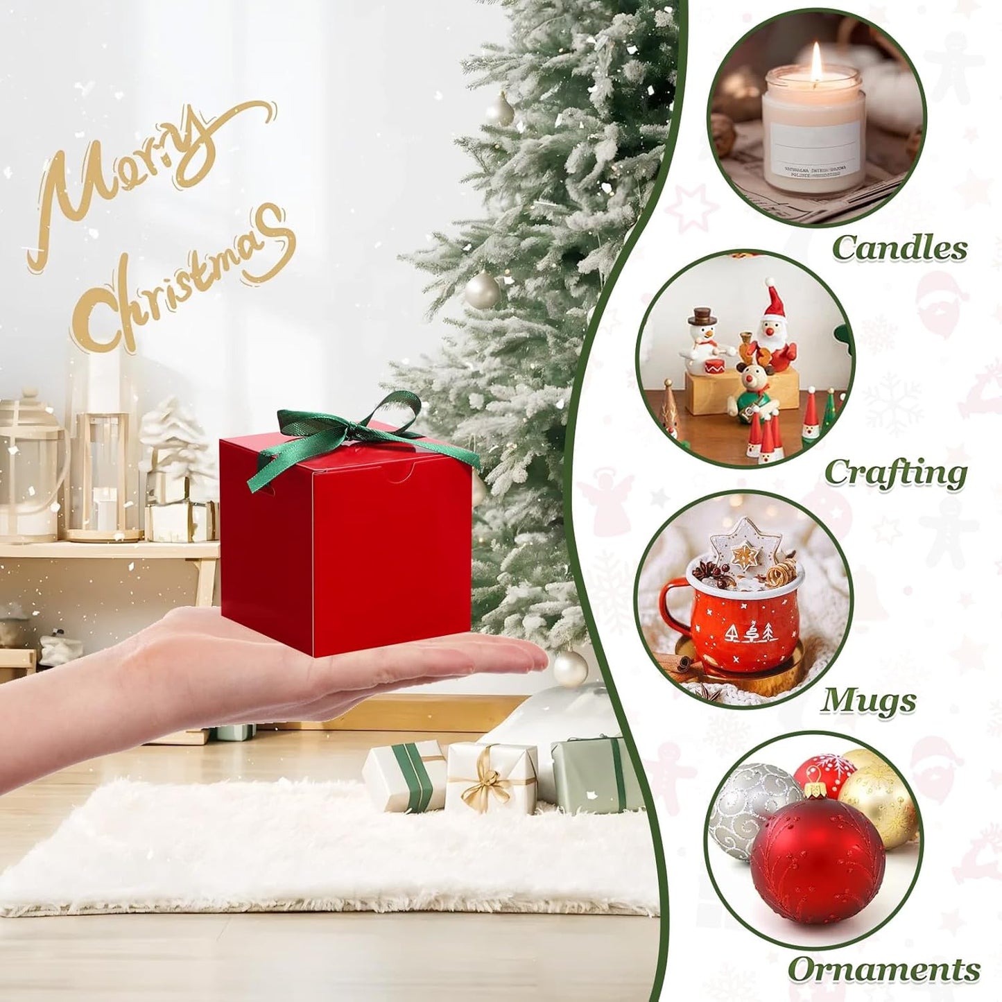 DOYIDE 60 Pcs Small Gift Boxes, 3x3x3 inches Kraft Paper Gift Box with Ribbons, Red Candy Boxes for Christmas Wedding Favors Baby Shower Bridal Shower Birthday Party