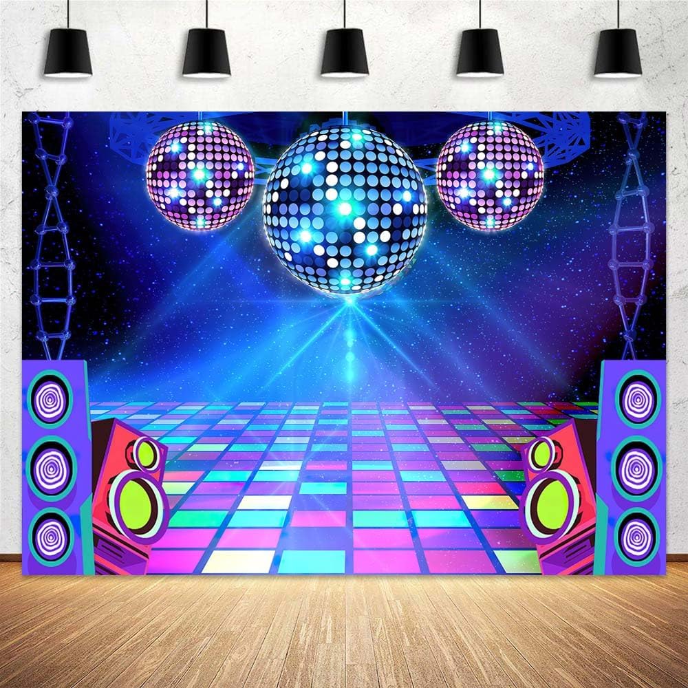 Disco Backdrop 7 x 5 ft Retro Glow Party 70s 80s 90s Theme Stage Dance Background Disco Party Decoration Disco Ball Banner Dance Backdrop for Birthday Party Prom Portrait Photo Props Polyester,Purple