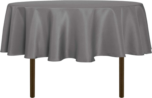 sancua Round Tablecloth - 60 Inch - Water Resistant Spill Proof Washable Polyester Table Cloth Decorative Fabric Table Cover for Dining, Buffet Parties and Camping, Light Grey(Fits 20-48 Inch Tables)