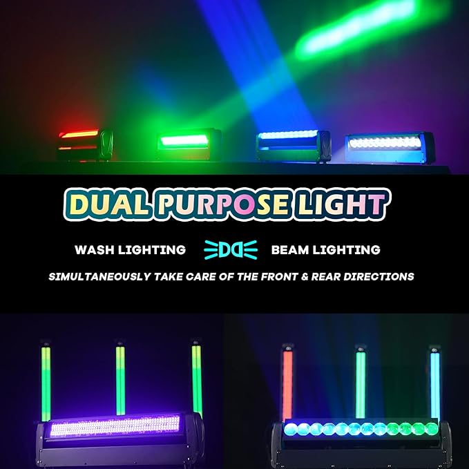 360° Moving Head DJ Lights 250W Beam Curtain & Strobe Stage Lights Bar 12x10W RGBW 4in1 DMX512/Sound/RDM Professional DJ Stage Props for Party Live Show Wedding - 1 Pcs