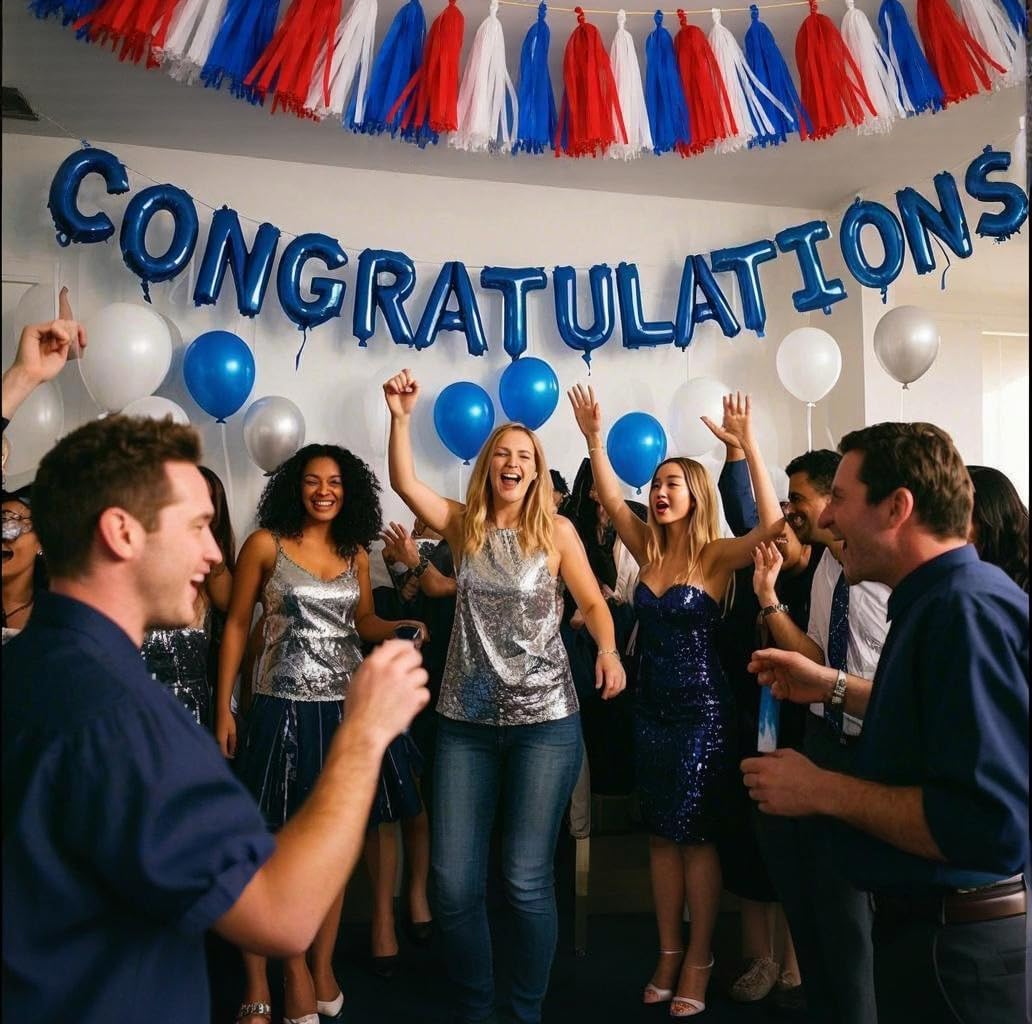 Red White Navy Paper Tassel, 15 Pack, Party Decorations for Birthday, Baby Shower, Sport Game,Graduation