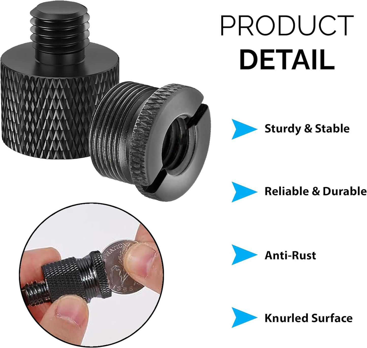 IXTECH Mic Stand Adapter Set 8 pieces Metal Microphone Stand Screw Thread Adapter 5/8 Female to 3/8 Male 3/8 Female to 5/8 Male 5/8 Female to 1/4 Male 1/4 Female to 5/8 Male Tripod Adapter ADP03 Black