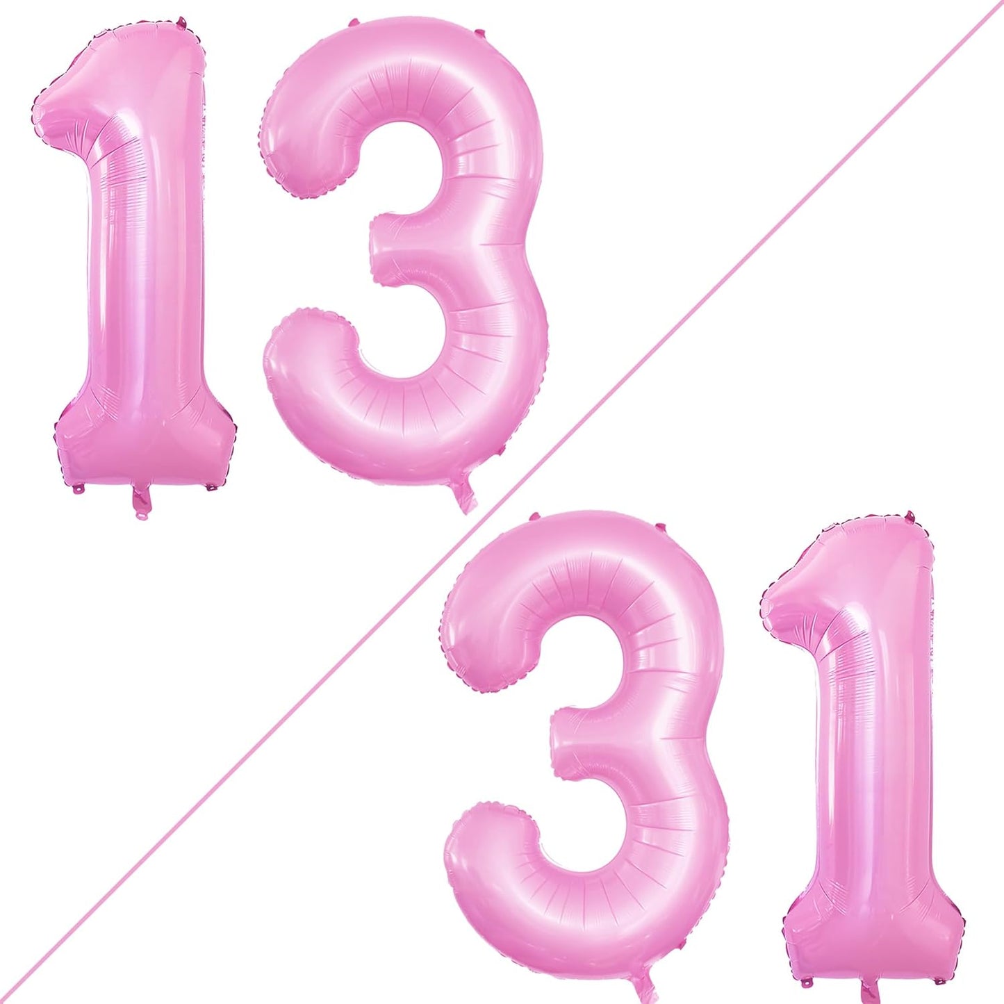 GOER Number 13 Balloons for 13th Birthday Sweet 13 Party Decorations,42 Inch Jumbo Foil Helium 31 Balloons for 31st Birthday Party Decoration (Light Pink)