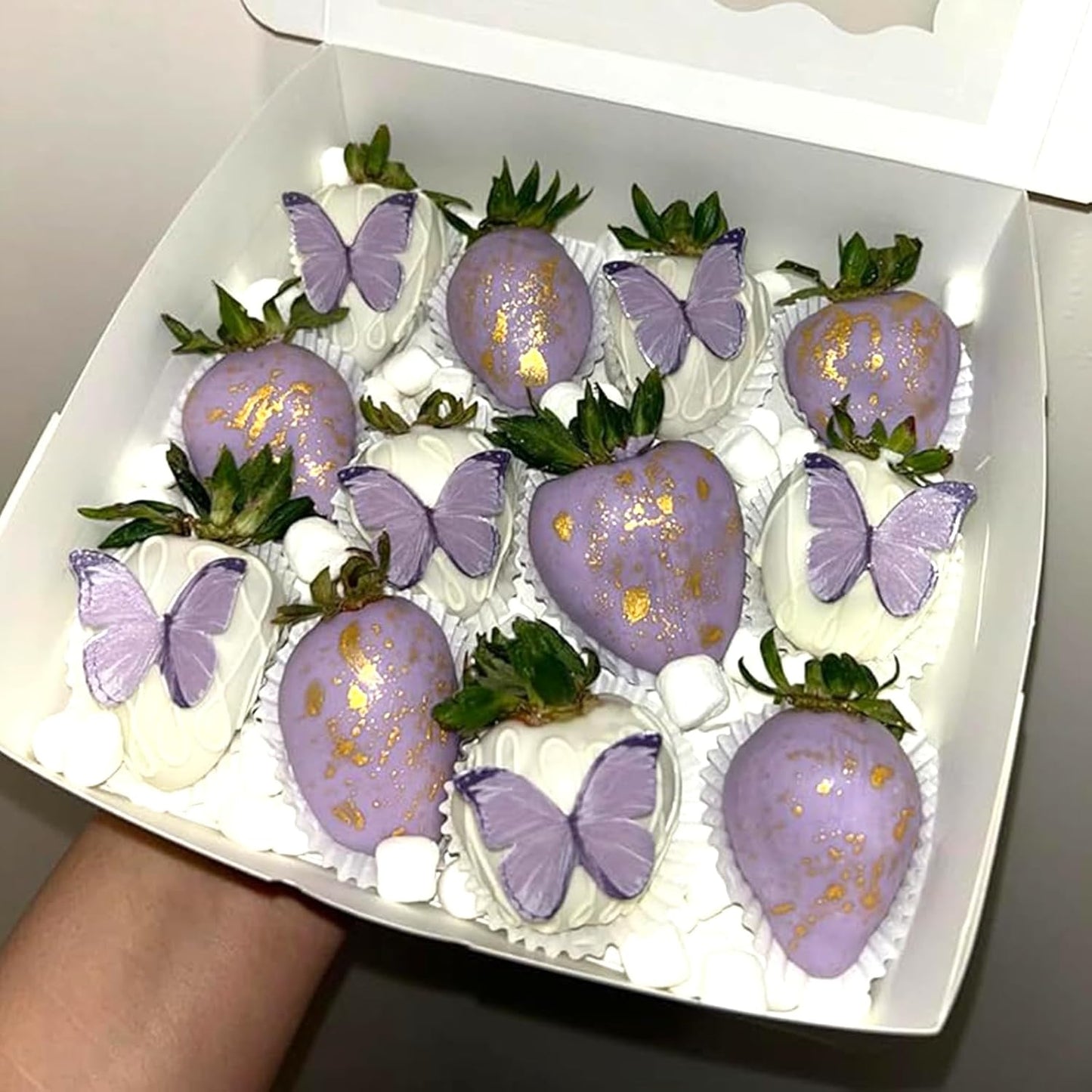 48PCS Wafer Paper Butterfly Cake Toppers YOcity Edible Butterflies for Cake Decorations Purple Butterfly Cupcake Toppers for Birthday Party Wedding Food Decorations (Purple)