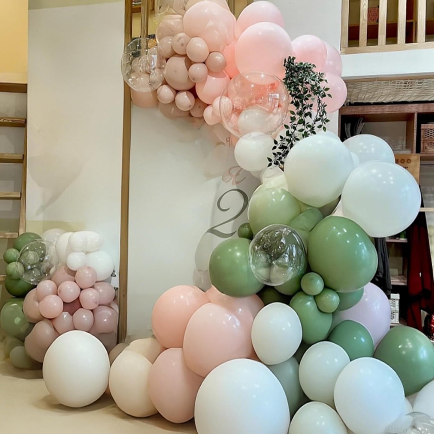 Dusty Pink Green White Balloons for Fairy Birthday Party Decorations 60PCS 12INCH Light Pink Sage Olive Green Clear Helium Latex Balloons for Arch Woodland Decor Butterfy Wildflower Baby Shower