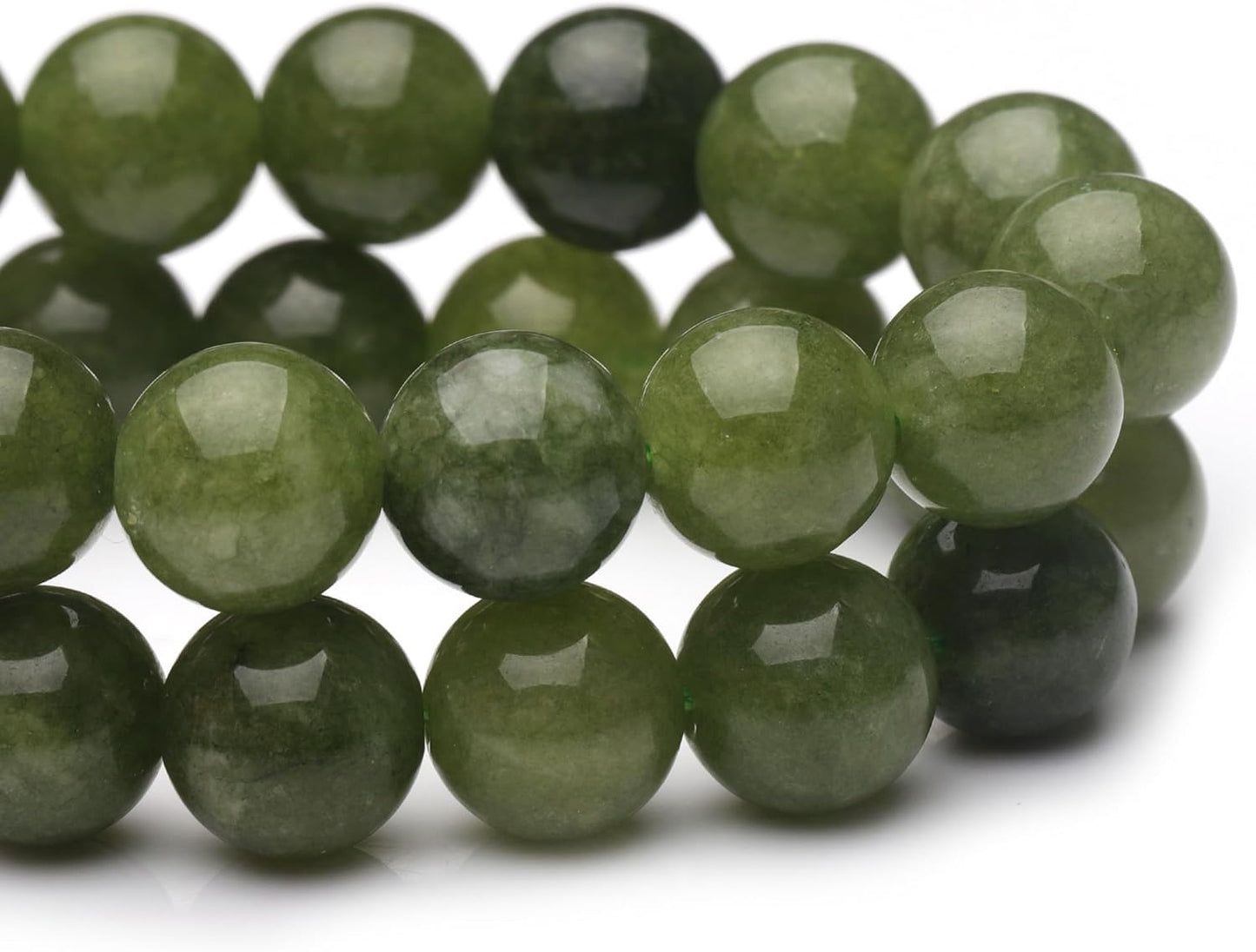 10mm Natural Stone Beads for Jewelry Making,Green Jade Polished Smooth Round Gemstone Beads for Bracelet Necklace 15 Inch