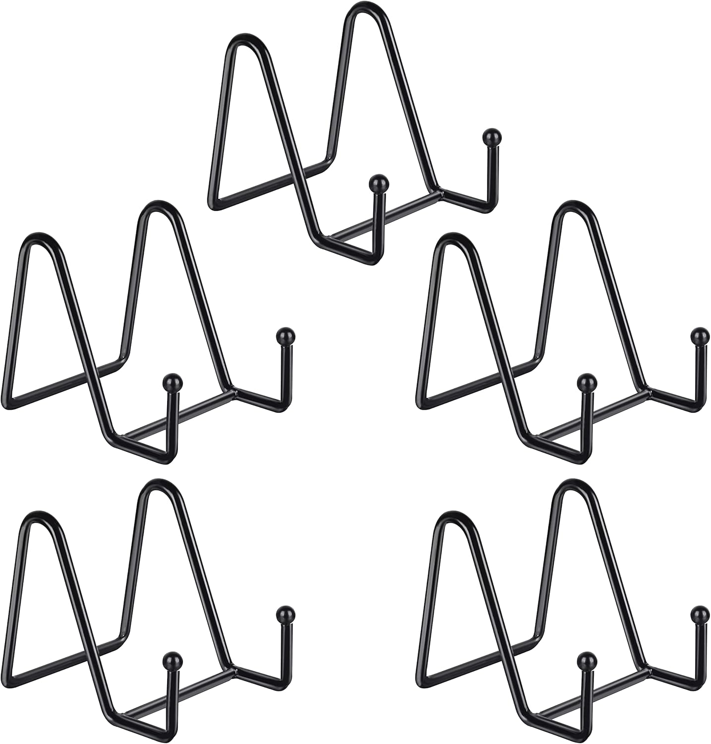 Decolore 5 Pack 3 Inch Small Easel Metal Display Stands - Black Iron Plate Holder for Picture, Decorative Plate, Book, Photo, Artistic Work (5 pcs)