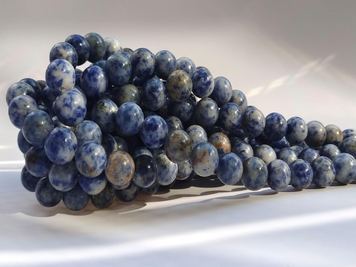 Stone Beads 8mm 100pcs Blue Spot Jasper Beads Round Loose Gemstones Beads for Bracelet Necklace Jewelry Making (8mm, 60804 Blue Spot Jasper)