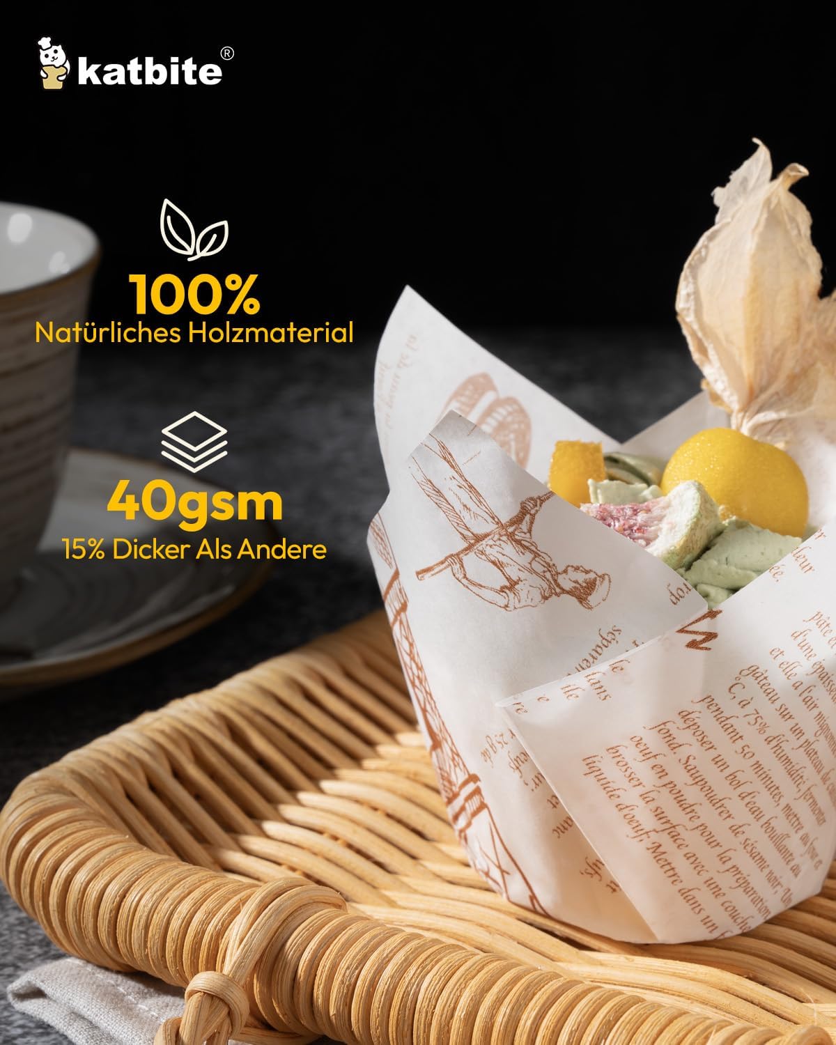 Katbite Tulip Cupcake Liners 200PCS, Muffin Baking Cupcake Liners Holders (newspaper)