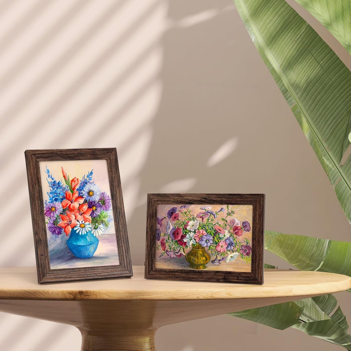 PETAFLOP Wooden Bulk 4x6 Picture Frame Set of 18, Rustic Brown Photo Frames Fits 4 by 6 for Wall or Tabletop Display