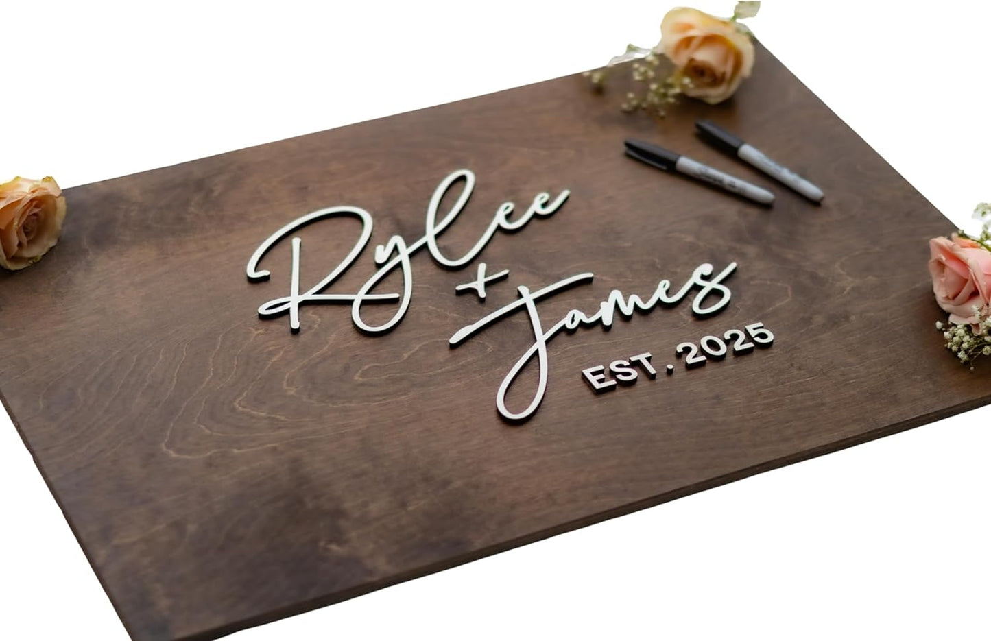 Personalized Last Name Guest Book, Unique Guest Book Sign, Custom Alternative Guest Book, Wooden Guest Book, Wedding Ceremony Guestbook Sign (Design 5)