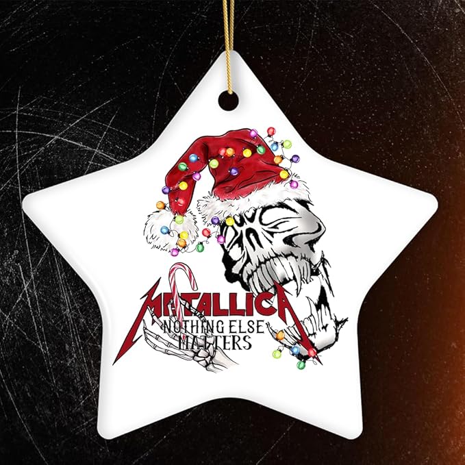 Nothing Else Matters Heavy Metal Christmas Ornament, Emo Rock Skull
