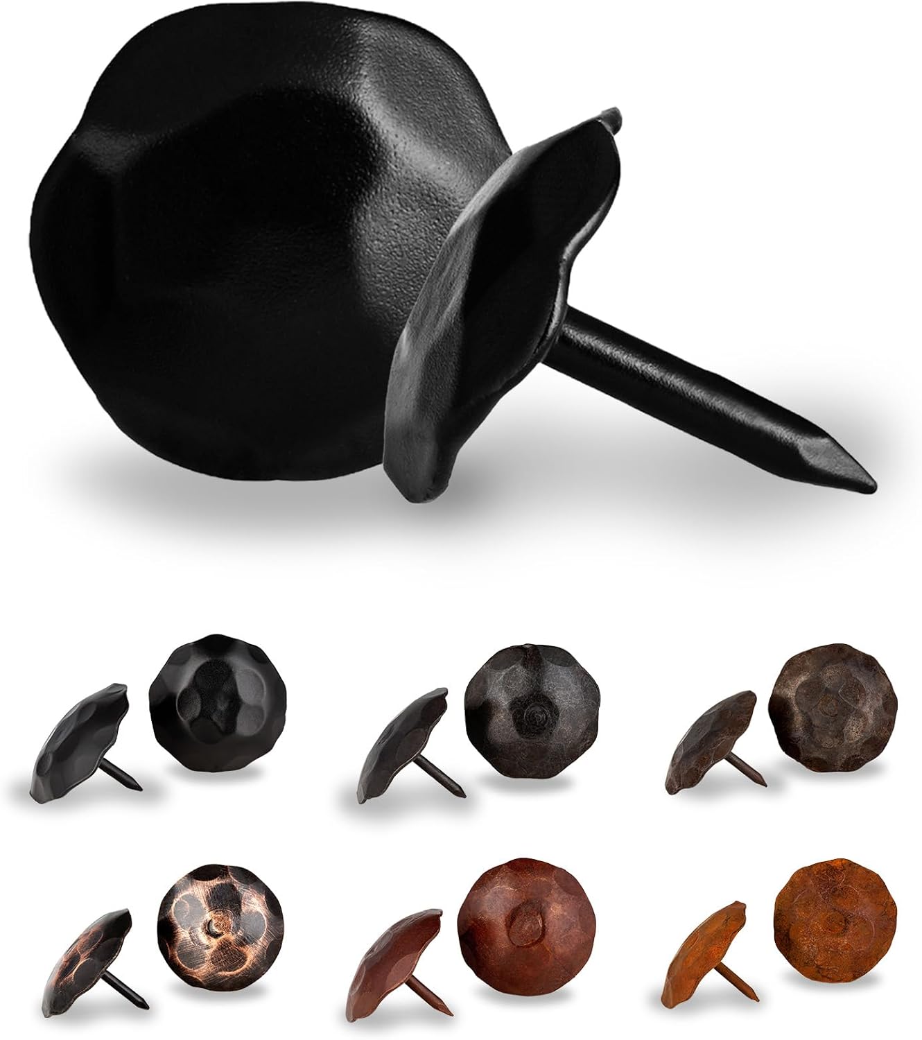 10 Pack 0.75" Round Head Iron Clavos Decorative Nails – Black – Handmade Rustic Round Fasteners for Farmhouse Shutters, Faux Wood Beams, Barn Doors, Shutters, Gates – Ornamental Wood Accent