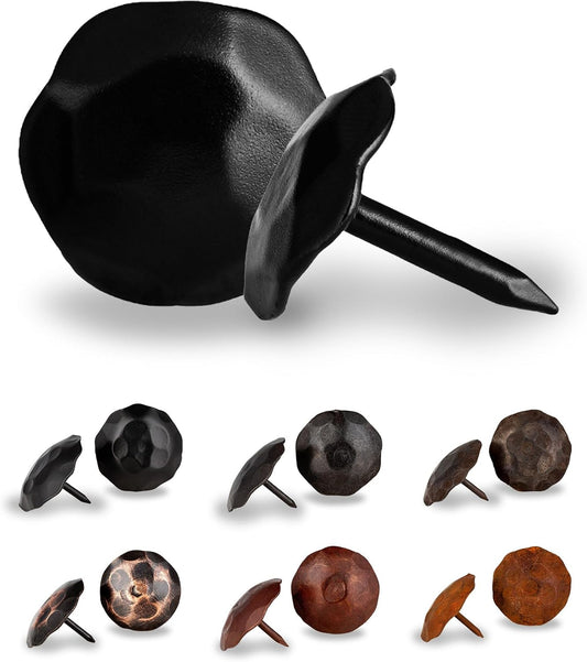 10 Pack 0.75" Round Head Iron Clavos Decorative Nails – Black – Handmade Rustic Round Fasteners for Farmhouse Shutters, Faux Wood Beams, Barn Doors, Shutters, Gates – Ornamental Wood Accent