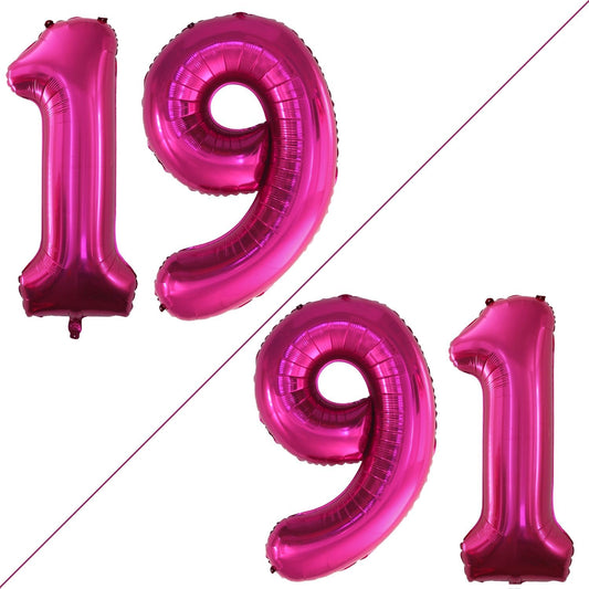 GOER Number 19 Balloons for 19th Birthday Sweet 19 Party Decorations,42 Inch Jumbo Foil Helium 91 Balloons for 91st Birthday Party Decoration (Bright Peach)