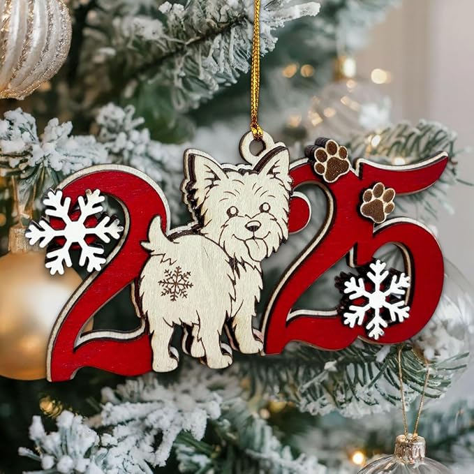 Yorkshire Terrier Christmas Ornament – Wooden Yorkie Dog Ornament for Tree, Cute Puppy Holiday Decoration, Personalized Pet Keepsake Gift for Women, Men, Kids, Dog Mom & Dad
