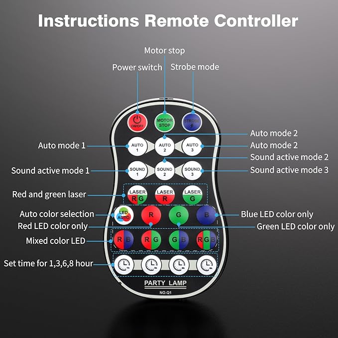 Party Lights DJ Disco Light, RGB LED Strobe Light, Battery Powered Sound Activated Projector with Remote Control for Christmas Halloween Decorations Birthday Stage Show Dance Wedding