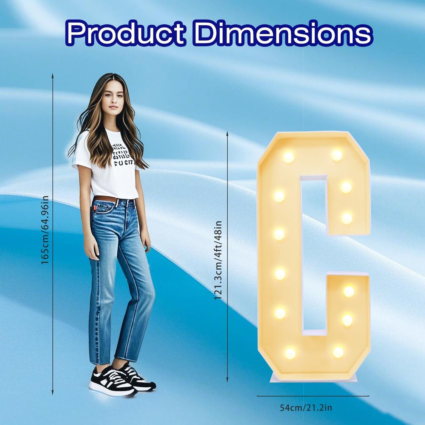 4FT Marquee Plastic Letters C - Light up Letters C Are Made from Corrugated Plastic Board - Quick Assembly Without Tools, Disassembled Components Can Be Used for Garage Sale Signs, Yard Sale Signs