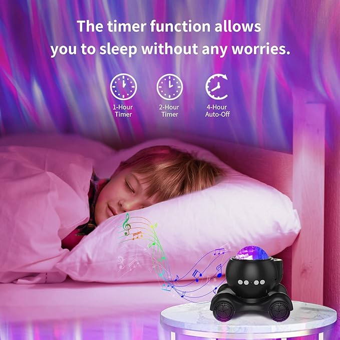 ENOKIK Northern Light Projector, Aurora Star Projector Built-in Bluetooth Speaker, White Noise Machine for Kids Adults, Galaxy Light for Bedroom/Ceiling/Party/Gift (Black)