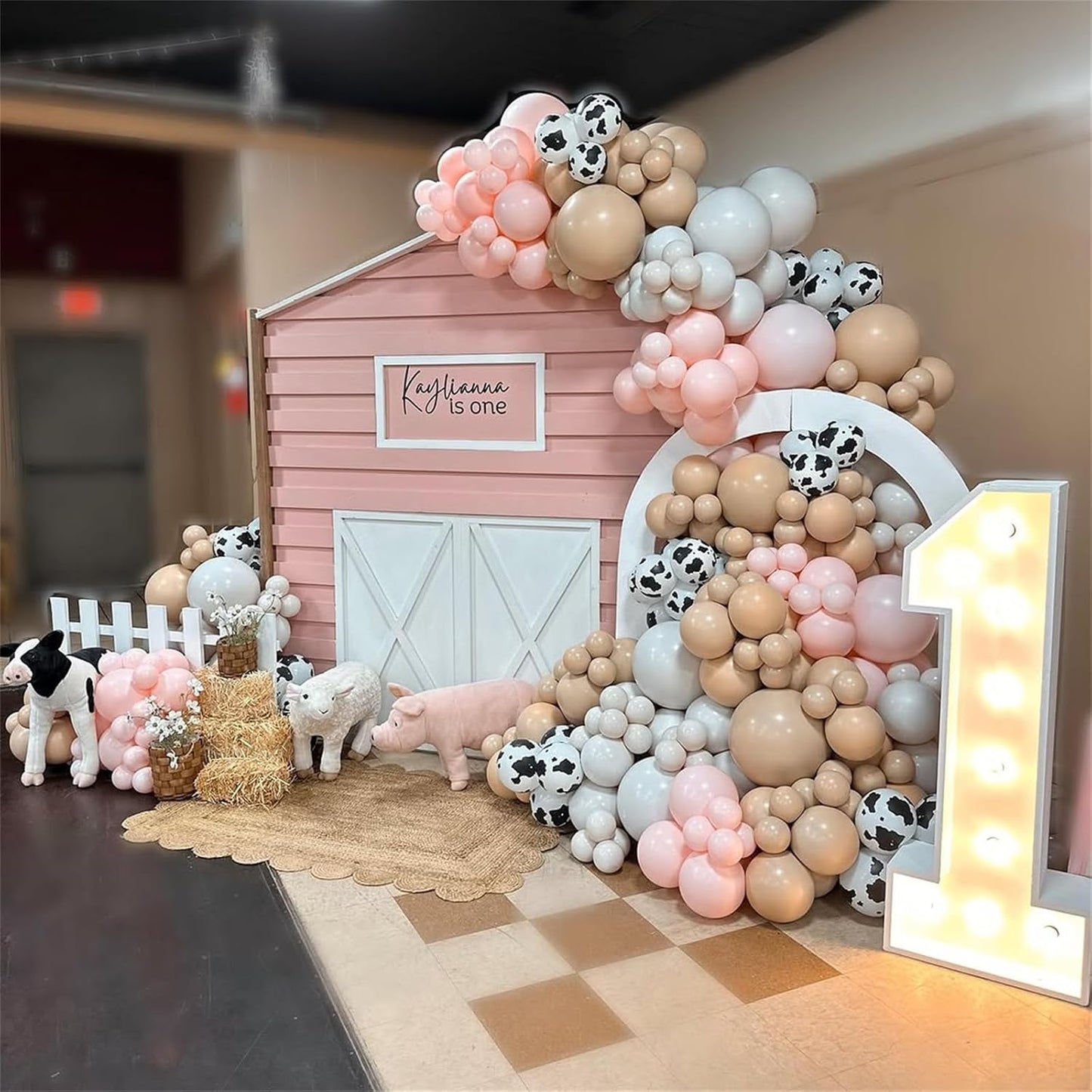 Cow Print Balloons, 60PCS Pastel Pink Cow Print Latex Balloons, Pink Cream Beige White Balloons for Girls Birthday Baby Shower Cowgirl Rodeo Farm Animals Gender Reveal Party Decorations Supplies