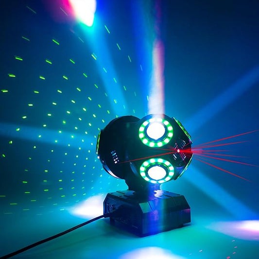 LED Moving Head DJ Light Rotating Beam Stage Lights Pin Spotlight Event Sound Control Dmx512 Disco Lighting KTV Disco Party Wedding Concert Festivals… (2Head DJ Light)
