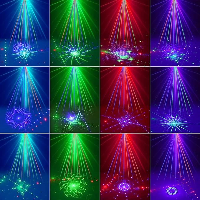 AMKI Party Lights, 21 Lens DJ Lights with Strobe Effect,Disco Light Indoor with RGB UV Laser Light Support Sound Control DMX5 (21eyes)