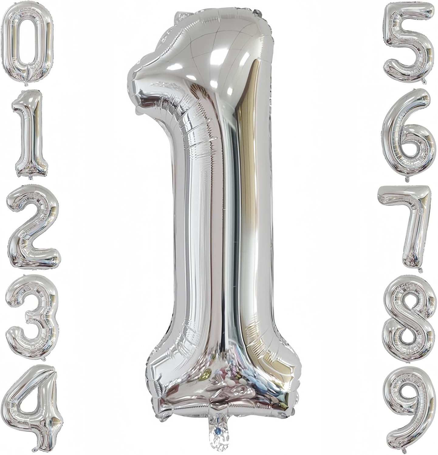 Silver 1 Balloon,40 Inch Number 1 Balloon,1st Birthday Balloon Decorations Helium Silver 1 Balloon Number for Birthday Party Decorations