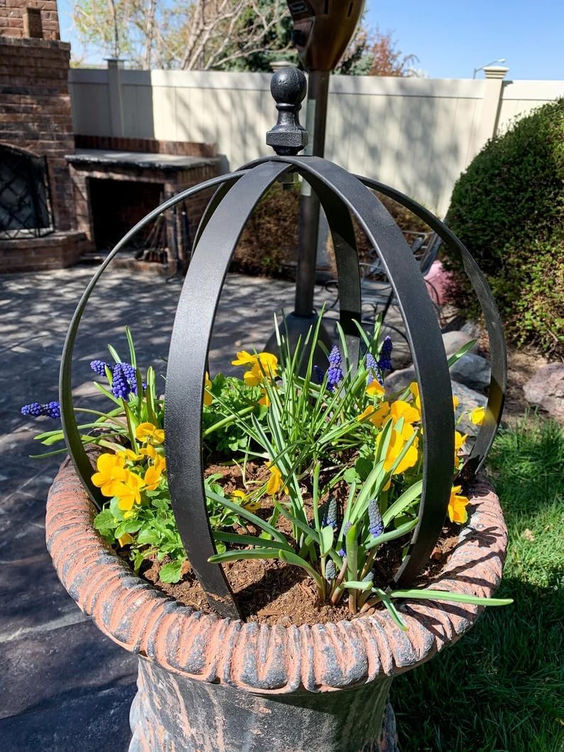 Metal Garden Obelisk Trellis 18"x22" - 2pcs, Large Round Black Plant Frame for Climbing Plants, Indoor/Outdoor Topiary Structure, Ideal for Potted Plant Decor - Outdoor Garden Decoration and Yard Gift