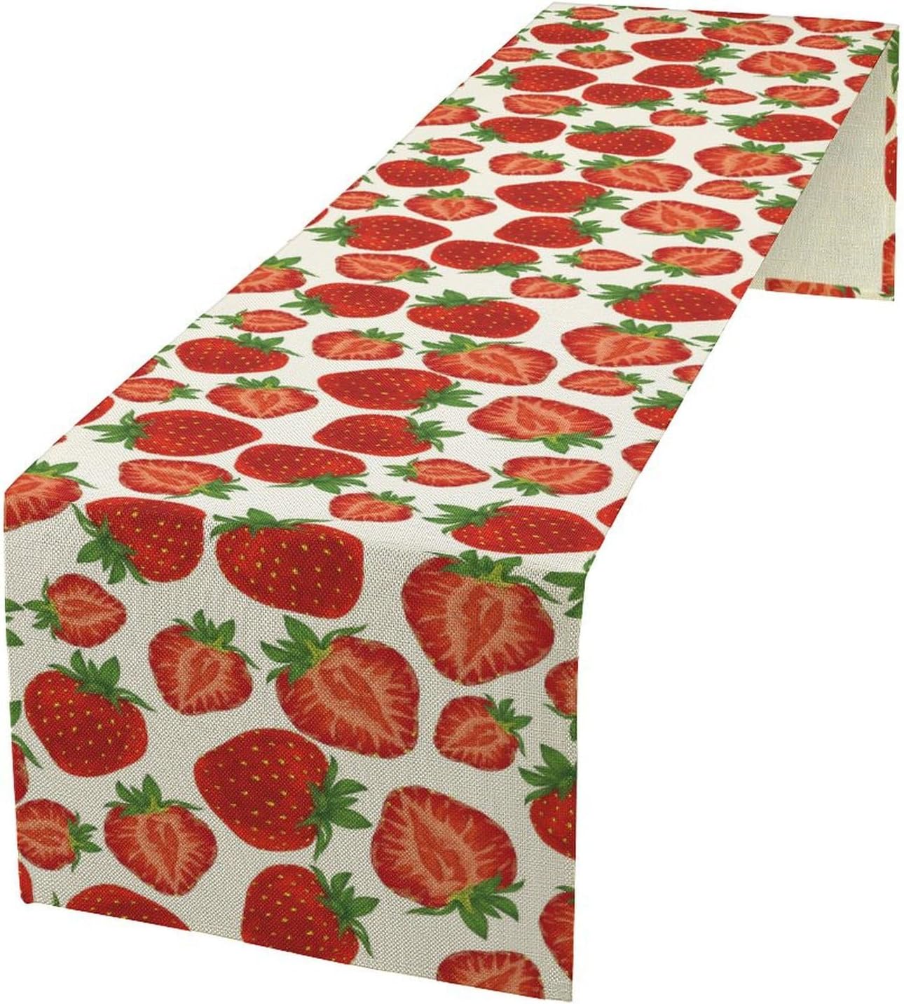 Strawberry Table Runner,Spring Summer Fruit Print Table Runner for Kitchen Dining Table Home Party Decoration 13x36 Inch