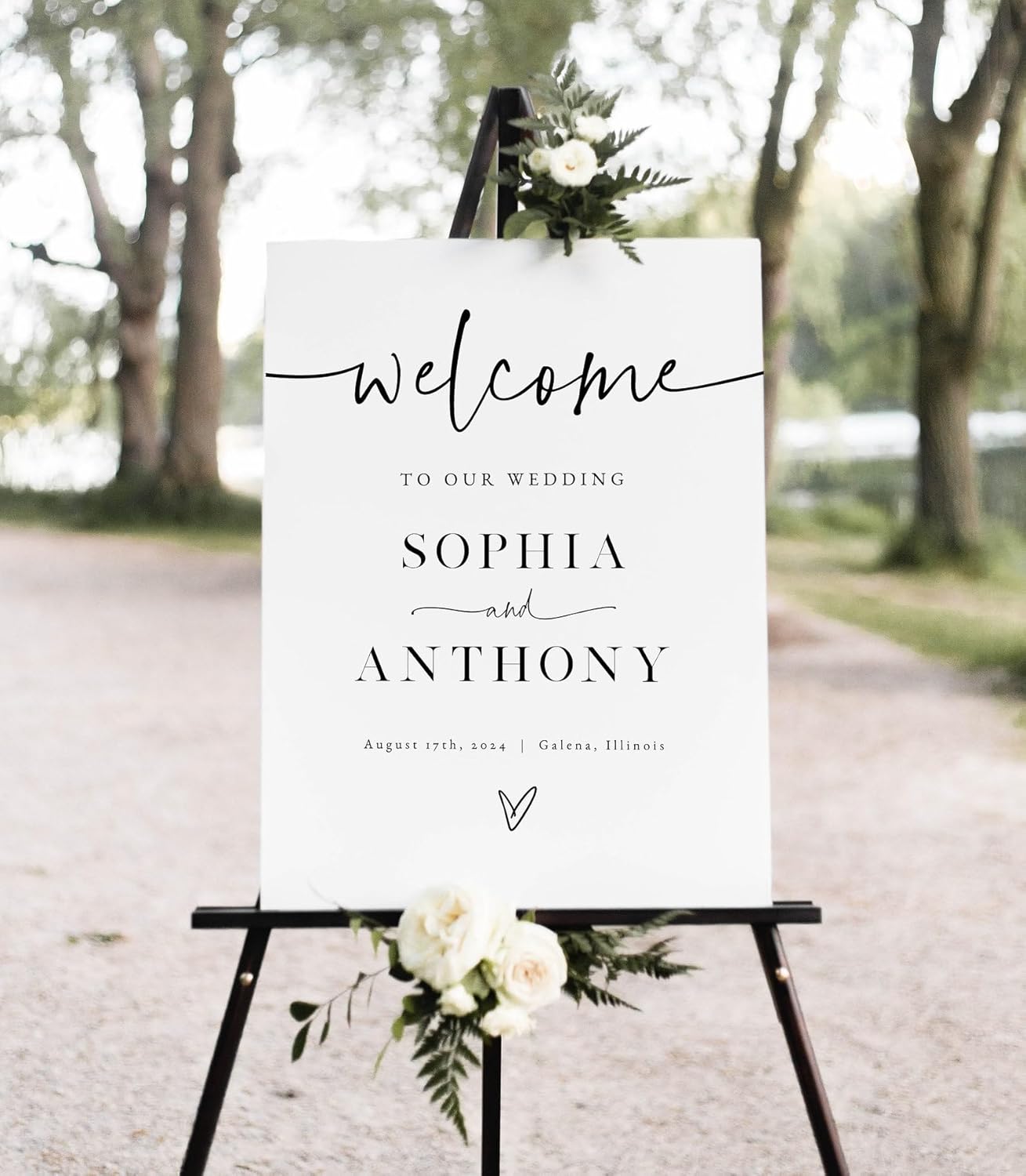 Wedding Welcome Sign, Minimalist Welcome Sign, 12" x 18" (Small), 27" (Medium), 36" (Large), Plastic, Modern, Pole Mount, Weather