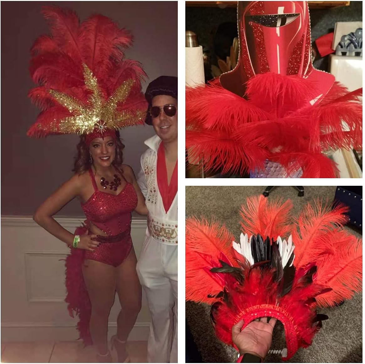 24pcs Natural Bright Red Ostrich Feathers 10-12inch (25-30cm) for Wedding Party Centerpieces，Flower Arrangement and Home Decoration.