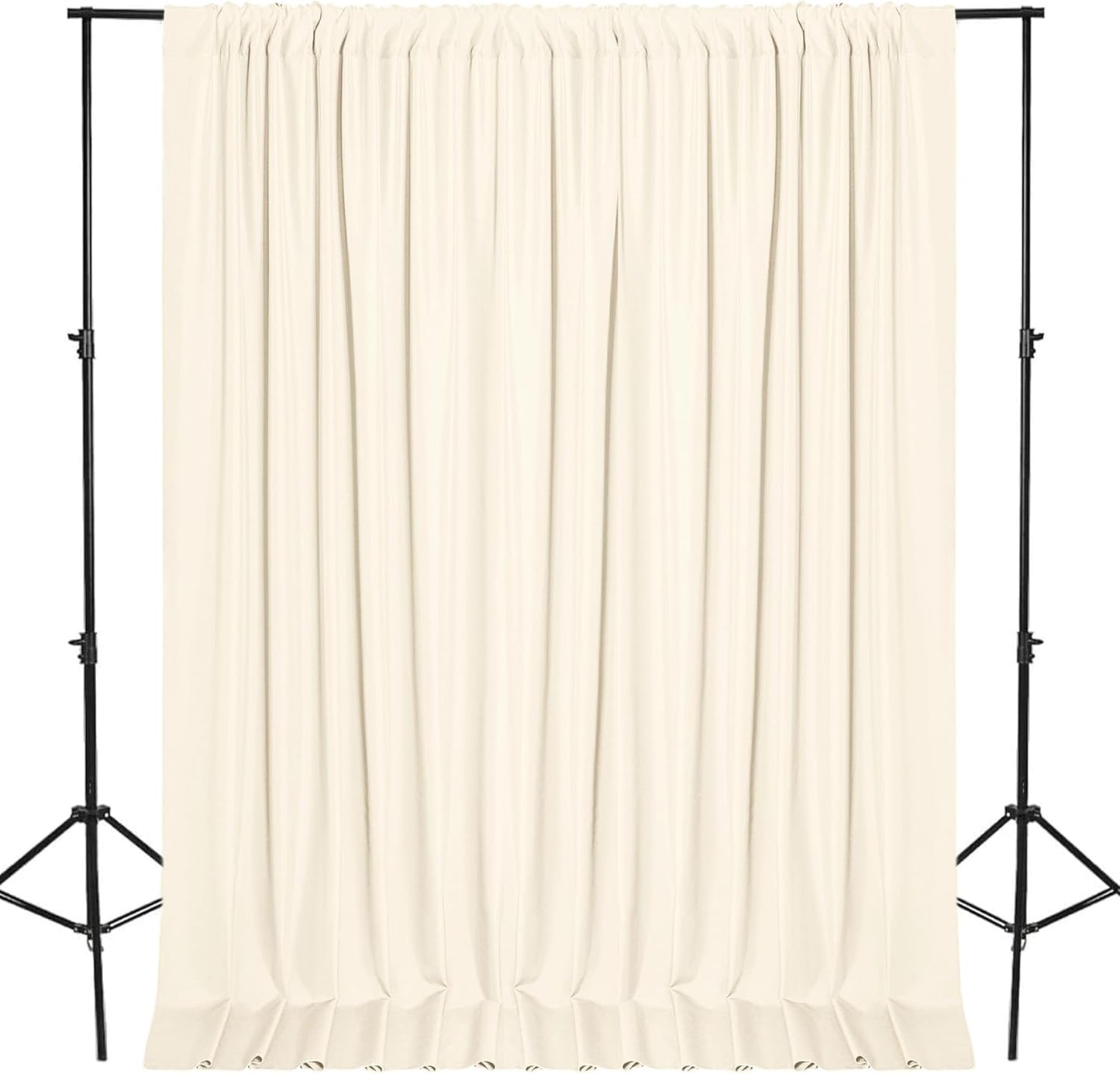 DWCN 10x10 FT Backdrop Curtains for Parties, Photography Backdrop Drapes with Rod Pockets for Wedding Decorations Stage Birthday Family Gatherings, 2 Panels 5ft x 10ft, Champagne